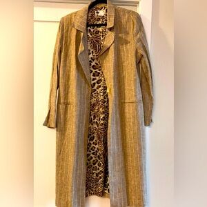 Essence by Mail Pinstripe Duster Coat - Tan 14  NWOT
